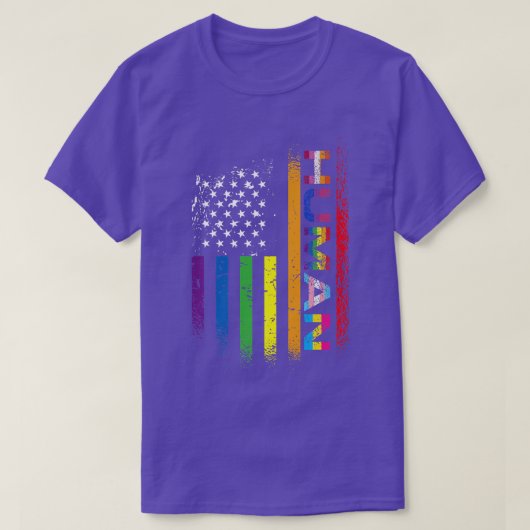 LGBT LGBTQ+ Ally Rainbow American Flag Pride Human Tシャツ (デザイン正面)