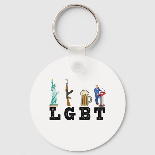 LGBT Liberty Gunsビールトランプ政治的贈り物 キーホルダー (正面)