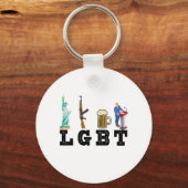 LGBT Liberty Gunsビールトランプ政治的贈り物 キーホルダー (正面)