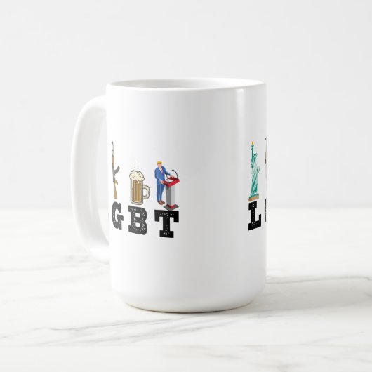 LGBT Liberty Gunsビールトランプ政治的贈り物 コーヒーマグカップ (正面左)