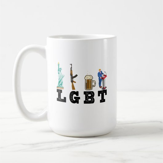 LGBT Liberty Gunsビールトランプ政治的贈り物 コーヒーマグカップ (左)