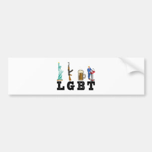 LGBT Liberty Gunsビールトランプ政治的贈り物 バンパーステッカー