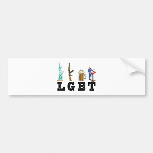 LGBT Liberty Gunsビールトランプ政治的贈り物 バンパーステッカー (正面)