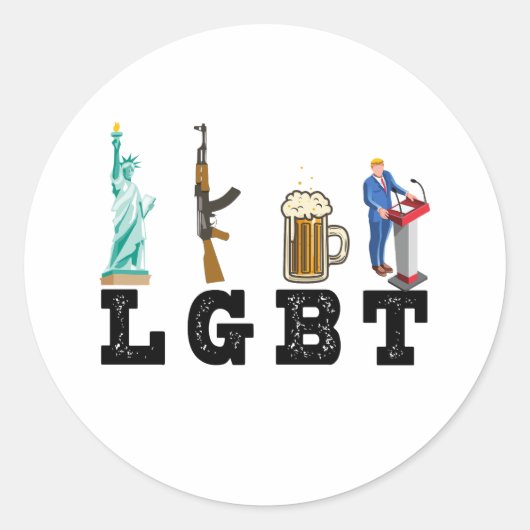 LGBT Liberty Gunsビールトランプ政治的贈り物 ラウンドシール (正面)