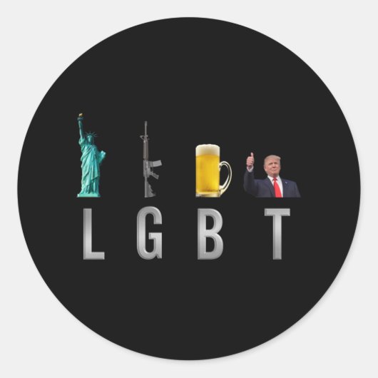 LGBT - Liberty Guns Beer Trump 6 ラウンドシール (正面)