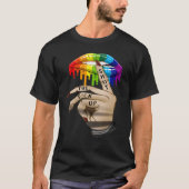 LGBT Lip Shut The Fck Up Dripping Rainbow Tシャツ (正面)