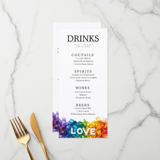 🌈  LGBT + lovely text Painted With Love wedding  メニュー (正面/裏面インサイチュ)