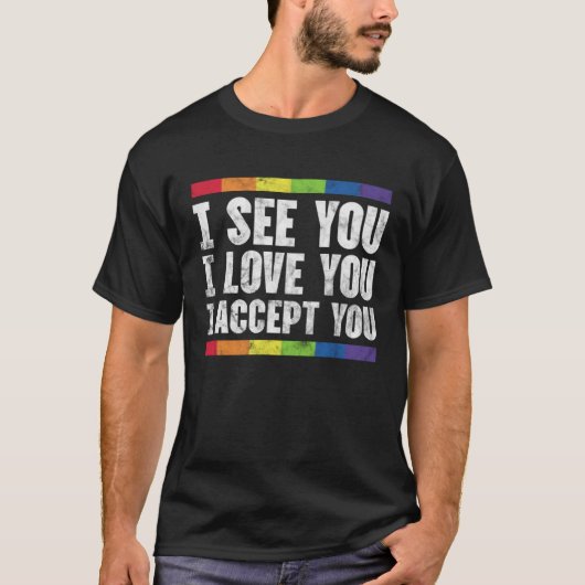LGBT Mom Dad Gay Lesbian Pride Ally Rainbow Suppor Tシャツ (正面)