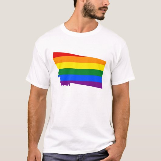 LGBT  Montana, US state flag map T-Shirt Tシャツ (正面)
