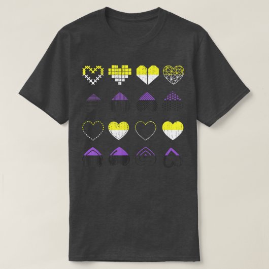 LGBT Nonbinary Flag Hearts Pride Month Agender Non Tシャツ (デザイン正面)