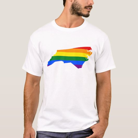 LGBT North Carolina, US state flag map T-Shirt Tシャツ (正面)