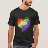LGBT Pride Design With Heart Rainbow Flag Men Wome Tシャツ (正面)