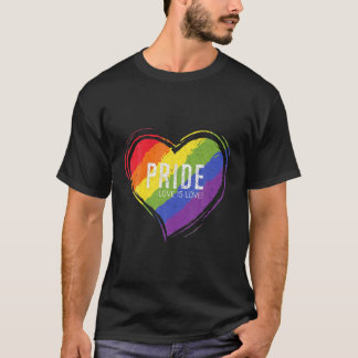 LGBT Pride Design With Heart Rainbow Flag Men Wome Tシャツ