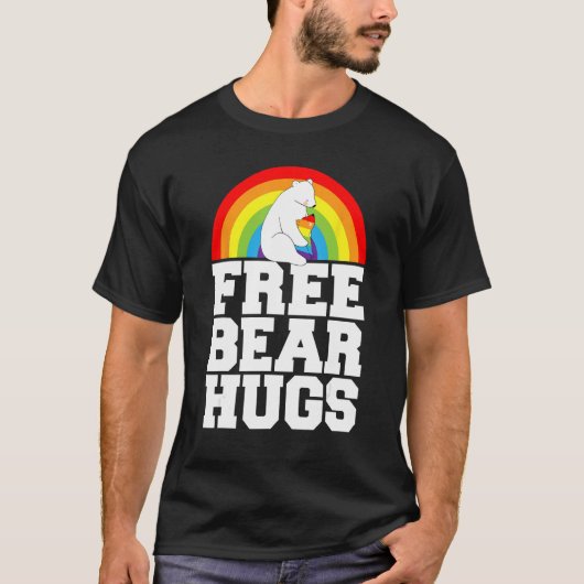 LGBT Pride Free Bear Hugs Rainbow Support Human Ri Tシャツ (正面)