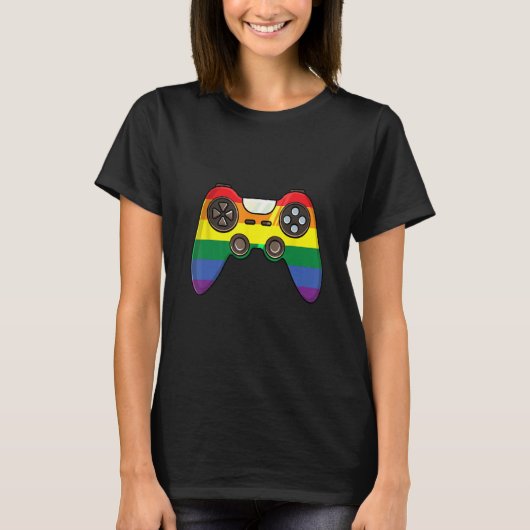 LGBT Pride Gaymer Retro Video Game Controller Rain Tシャツ (正面)