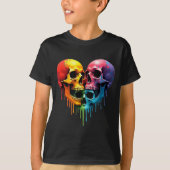 Lgbt Pride Halloween Horror Skeleton Skull Rainbow Tシャツ (正面)