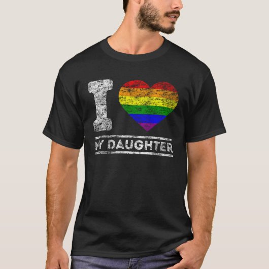 LGBT Pride I Love My Daughter Rainbow Support Fami Tシャツ (正面)