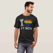 LGBT Pride I Love My Son Rainbow Flag Support Fami Tシャツ (正面フル)