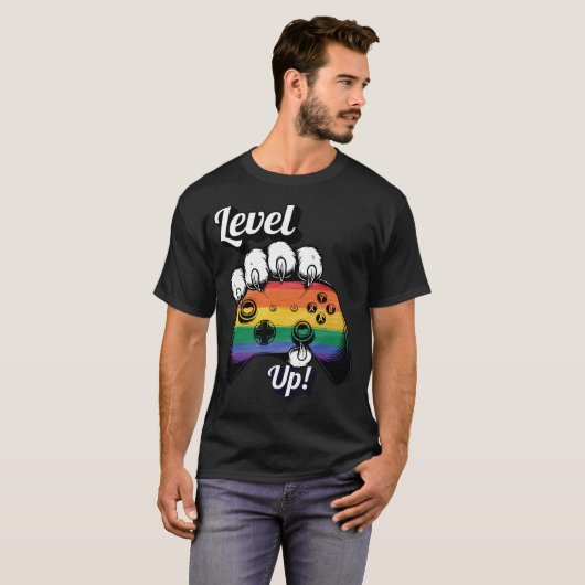 LGBT Pride Level Up Tiger Paw Controller Tee 2026 Tシャツ (正面フル)