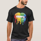 LGBT Pride Lips Colourful Brush Stroke Love Vampir Tシャツ (正面)
