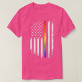 LGBT pride month support with rainbow US american Tシャツ (デザイン正面)