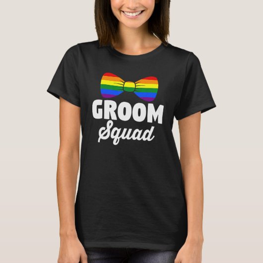 LGBT Pride Rainbow Bachelor Party Gay Wedding Groo Tシャツ (正面)