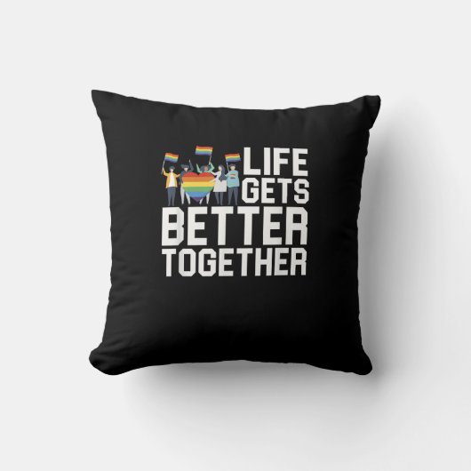 LGBT Pride Support Life Gets Better Together Inclu クッション (正面)