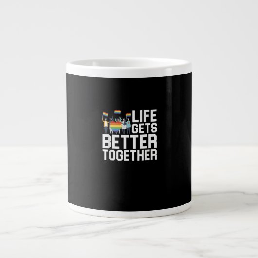 LGBT Pride Support Life Gets Better Together Inclu ジャンボコーヒーマグカップ (正面)