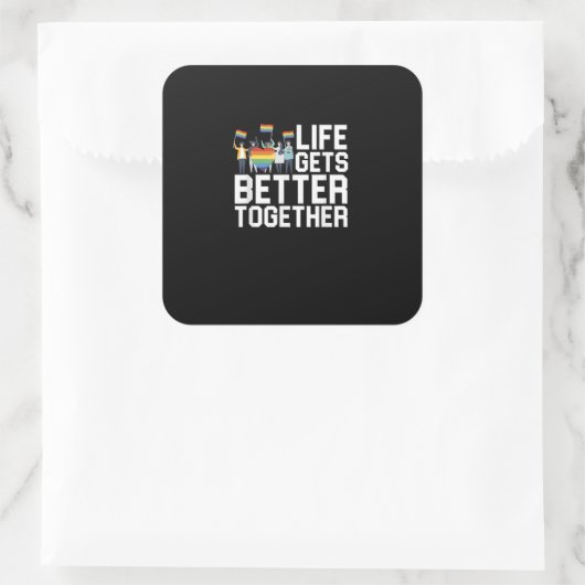 LGBT Pride Support Life Gets Better Together Inclu スクエアシール (バッグ)