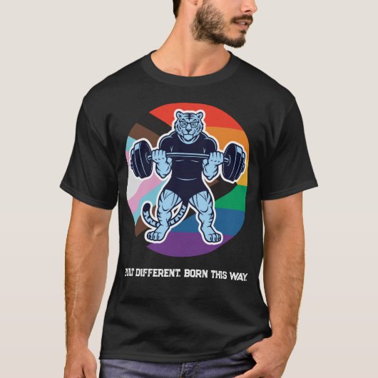 LGBT Pride Tiger Lifter Gym Shirt — Born This Way Tシャツ (正面)
