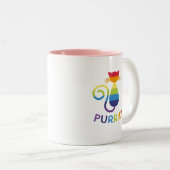 Lgbt Purrideの陽気なレズビアンのプライド猫のおもしろいなギフト ツートーンマグカップ (正面右)