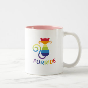 Lgbt Purrideの陽気なレズビアンのプライド猫のおもしろいなギフト ツートーンマグカップ