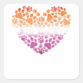 LGBT-QドッグポープリントレズビアンプライドレインボーハートM スクエアシール (正面)