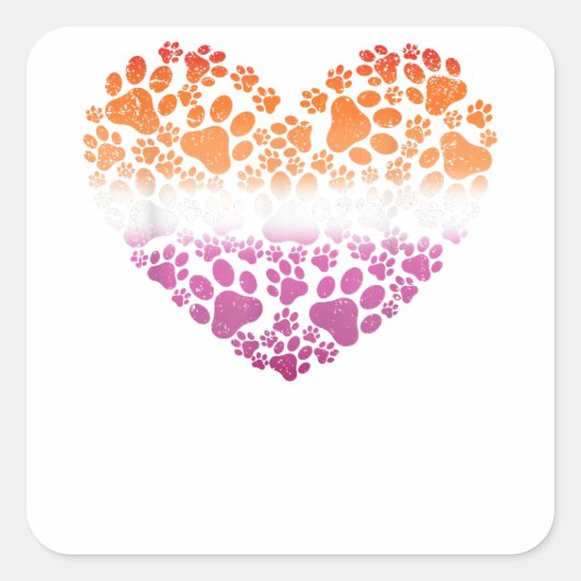 LGBT-QドッグポープリントレズビアンプライドレインボーハートM スクエアシール (正面)