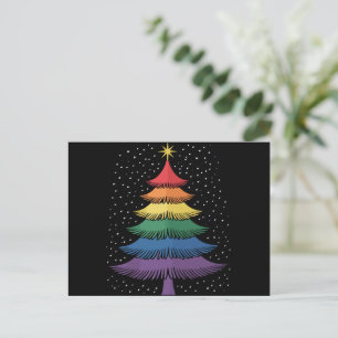 LGBT-Q プライド クリスマスツリー パジャマ レインボーフラッグ シーズンポストカード