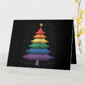 LGBT-Q Pride Christmas Tree Pajama Rainbow Flag カード (黄色い花)