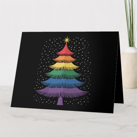 LGBT-Q Pride Christmas Tree Pajama Rainbow Flag カード (正面)