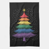 LGBT-Q Pride Christmas Tree Pajama Rainbow Flag キッチンタオル (縦)