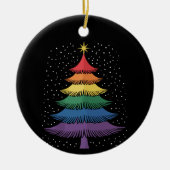 LGBT-Q Pride Christmas Tree Pajama Rainbow Flag セラミックオーナメント (正面)
