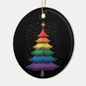 LGBT-Q Pride Christmas Tree Pajama Rainbow Flag セラミックオーナメント (左)