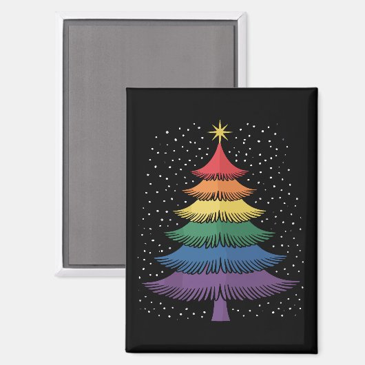 LGBT-Q Pride Christmas Tree Pajama Rainbow Flag マグネット (正面/裏面)