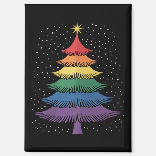 LGBT-Q Pride Christmas Tree Pajama Rainbow Flag マグネット (正面)