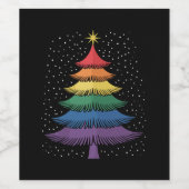 LGBT-Q Pride Christmas Tree Pajama Rainbow Flag ワインラベル (シングルラベル)