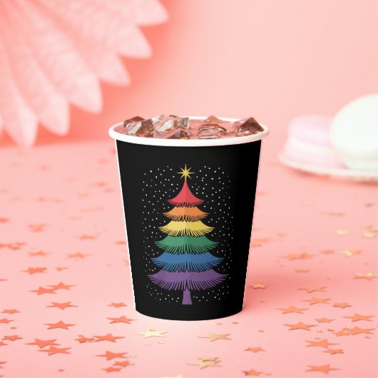 LGBT-Q Pride Christmas Tree Pajama Rainbow Flag 紙コップ (インサイチュ)
