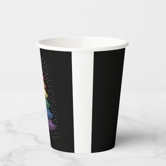 LGBT-Q Pride Christmas Tree Pajama Rainbow Flag 紙コップ (左)