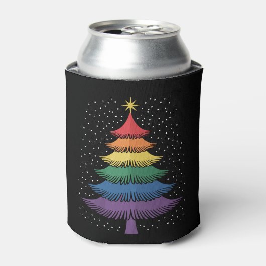 LGBT-Q Pride Christmas Tree Pajama Rainbow Flag 缶クーラー (缶正面)