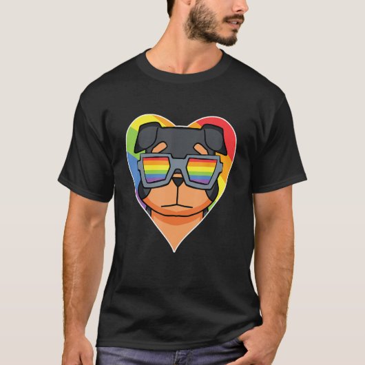 LGBT Rainbow   Dog Rottweiler   Gay Pride   Dog Ow Tシャツ (正面)