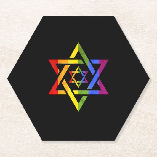 LGBT Rainbow Flag Star Of David Queer Israeli Gift ペーパーコースター (正面)