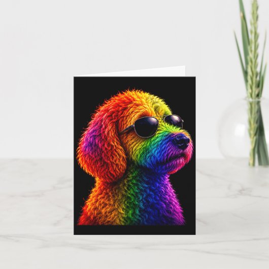 Lgbt rainbow goldendoodle with sunglasses gay カード (正面)