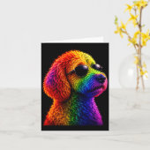 Lgbt rainbow goldendoodle with sunglasses gay カード (黄色い花)